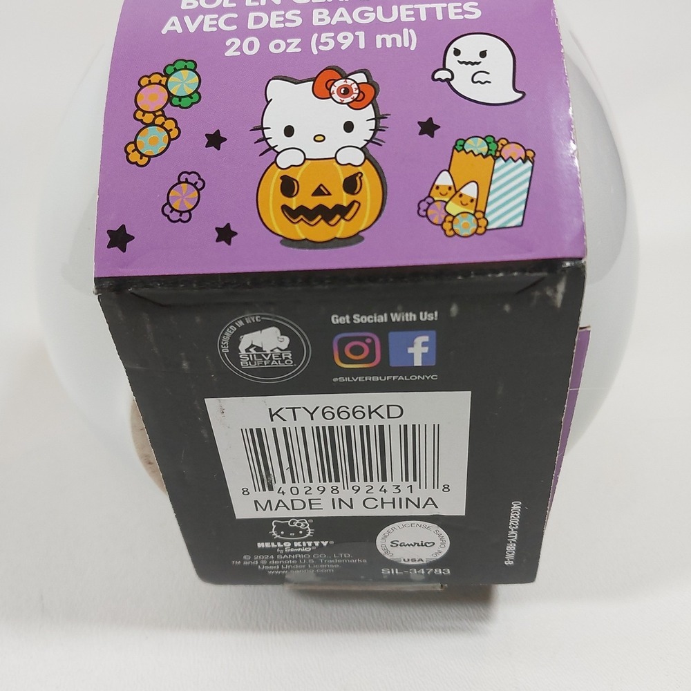 Hello Kitty Ceramic bowl With Chopsticks Halloween Large New Sanrio - Picture 5 of 5